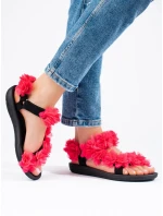 Designové dámské růžové  sandály bez podpatku