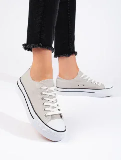 Exkluzívní tenisky šedo-stříbrné dámské bez podpatku