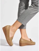 Designové mokasíny hnědé dámské na klínku Designové mokasíny hnědé dámské na klínku