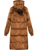 Dámská zimní manšestrová bunda v karamelové barvě s kapucí (7763) Dámská zimní manšestrová bunda v karamelové barvě s kapucí (7763)