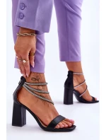 Módní sandály se zirkony černé Carma