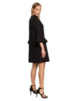 M698 Šaty áčkového střihu s andělskými rukávy - černé M698 Šaty áčkového střihu s andělskými rukávy - černé