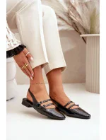 Lakované Baleríny S Pásky Na Nízkém Podpatku Černé Bialettia