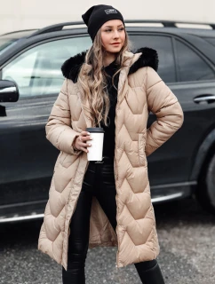 Dámská zimní prošívaná dlouhá bunda WINTERACT béžová FashionStreet TY4777