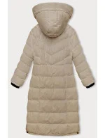 Světle béžová delší dámská zimní bunda (5M736-62)
