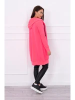 Šaty s kapucí mikina růžová neonová