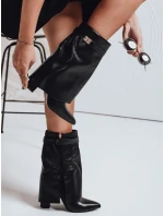 Dámské kozačky na jehlovém podpatku s širokým svrškem černé FashionStreet ZY1116