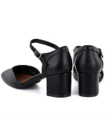 Dámské černé sandály na jehlovém podpatku Sergio Leone SK844