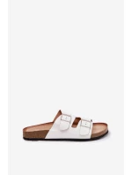 Dámské Pantofle Na Korkové Platformě S Přezkou Bílé Evisolla