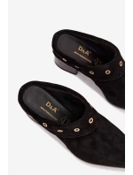 Semišové dámské kožené boty na podpatku D&A CR61-3059 Černé