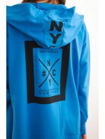 Chrpově modrá bunda s kapucí nadměrné velikosti