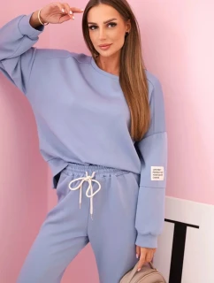 Komplet teplákové + kalhoty máslová látka světlý denim