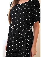 Dámské šaty s puntíky s krátkým rukávem a kabelkou černá Dámské šaty s puntíky s krátkým rukávem a kabelkou černá