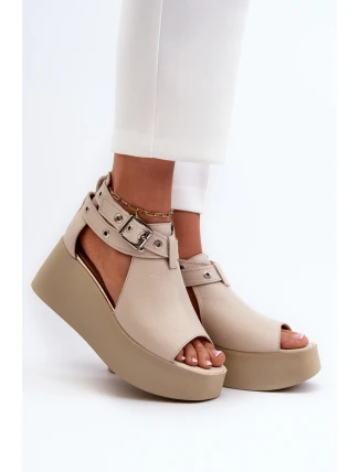 Zazoo 1732 Kožené sandály na klíně Beige