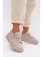 Kožené dámské polobotky s zipem béžové Althea