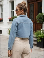 Krátká dámská košile s kapsou, džínová modrá, FashionStreet TY5691