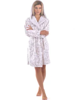 Dámský župan Flora s kapucí krátký 4856 vzorovaný  dove grey - Vestis