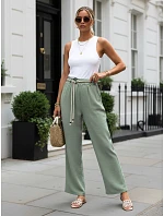 Dámské kalhoty se širokými nohavicemi, zelené, FashionStreet UY3072