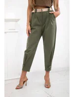 Kalhoty Summer Punto se zapínáním na nohavice khaki