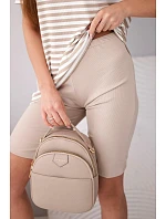 Dámský viskózový pruhovaný komplet s krátkým rukávem a šortkami béžový Dámský viskózový pruhovaný komplet s krátkým rukávem a šortkami béžový