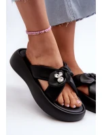 Dámské kožené sandály na platformě černé GOE NN2N4110