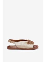 Dámské sandály na plochém podpatku se zdobením zlaté Setorina Dámské sandály na plochém podpatku se zdobením zlaté Setorina