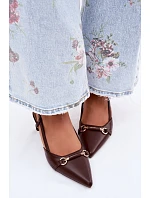 Dámské sandály na podpatku se špičatými špičkami Hnědé Felessa