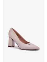 Elegantní dámské lodičky na širokém podpatku Vinceza – šedé Elegantní dámské lodičky na širokém podpatku Vinceza – šedé