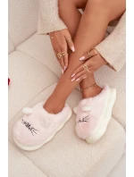 Dámské huňaté pantofle s motivem úsměvu – růžové Lexira