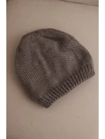 Dámská zimní čepice s ušima a žebrovaným vzorem K440 mocca