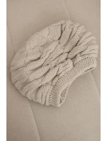 Dámská zimní čepice z vlny s ozdobným vzorem a kamínky K397 béžová