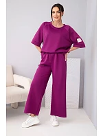 Dámský máslový komplet z viskózy mikina a široké kalhoty světle fialový Dámský máslový komplet z viskózy mikina a široké kalhoty světle fialový