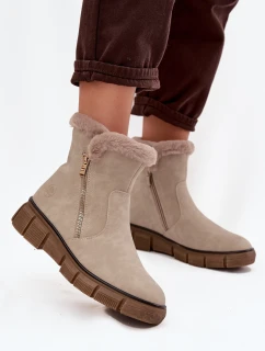 Dámské sněhule na platformě s kožešinou Béžové Briselle