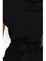 Dámské šaty s asymetrickou sukní a páskem 240-8 černé - Numoco