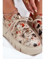 Kožené sneakersy na platformě Maciejka 06891-18 béžové Kožené sneakersy na platformě Maciejka 06891-18 béžové