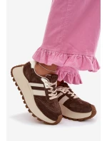 Semišové tenisky na masivní platformě D&A GR61-5986 Čokoládové