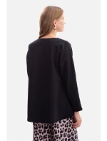 B304 Pletený svetr s výstřihem do V - černý