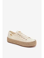 Krajkové tenisky Espadryle na platformě Lee Cooper LCW-26-31-4328 Béžové