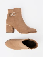 Moderní dámské  kotníčkové boty Jasnobrązowy na širokém podpatku