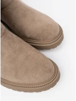 Designové hnědé  kotníčkové boty dámské na plochém podpatku