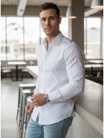 Pánská elegantní hladká bílá košile REGULAR FIT FashionStreet DX2540 Pánská elegantní hladká bílá košile REGULAR FIT FashionStreet DX2540