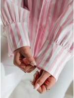 Dámské oversize tričko s prodlouženým zadním dílem SAMONE v růžovo-bílých pruzích FashionStreet DY0462