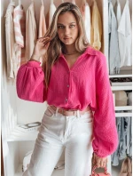 Dámské oversize mušelínové tričko MUSLINEA fuchsiová FashionStreet DY0475