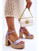 Pohodlné semišové sandály na robustním podpatku fialove Elishia