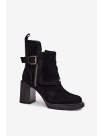 Kozačky z přírodního semiše na podpatku s přezkou Vinceza 91152 Černé Kozačky z přírodního semiše na podpatku s přezkou Vinceza 91152 Černé