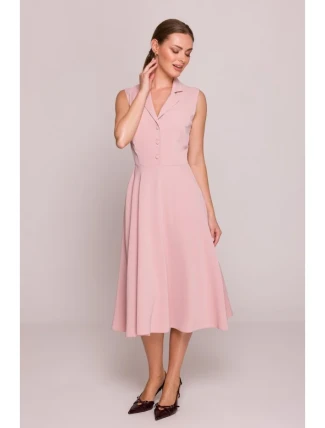 S409 Košilové šaty ve fitted střihu - pudrové S409 Košilové šaty ve fitted střihu - pudrové