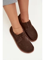 Dámské polobotky typu barefoot z přírodního semiše Zazoo – čokoládové