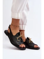 Kožené ploché sandály Zazoo 2898 černé