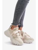 Dámské Kožené Tenisky Béžové CheBello 4583 Dámské Kožené Tenisky Béžové CheBello 4583