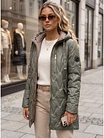 Dámská prošívaná přechodová bunda s kapucí, zelená, FashionStreet TY5770 Dámská prošívaná přechodová bunda s kapucí, zelená, FashionStreet TY5770